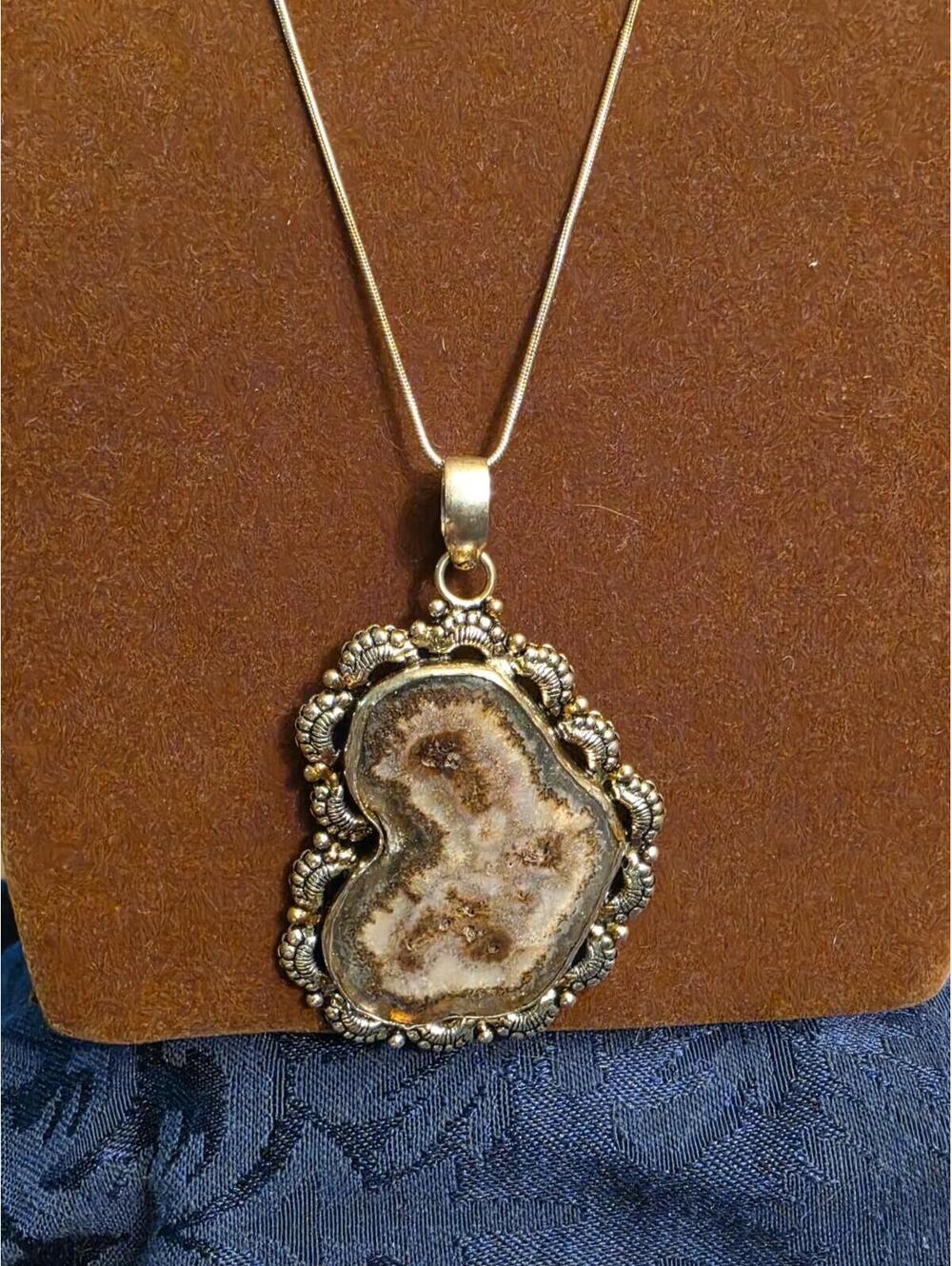 Tigers Eye 925 Sterling  Pendant.love Heart Brutalist